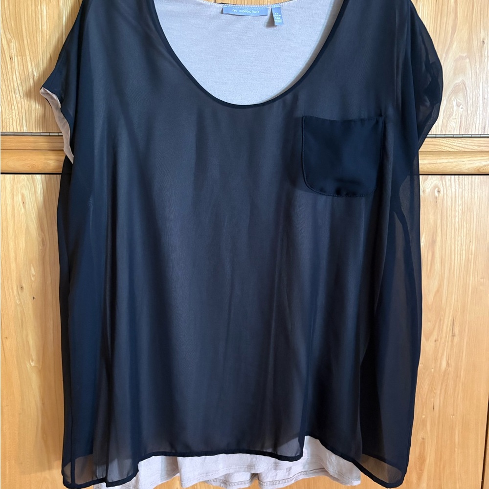 NY Collection Elegant Black Sheer Women's Top